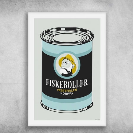 Fiskeboller Poster - Vesteralen Norway, Canned Fish 11 x 17 Inch Poster
