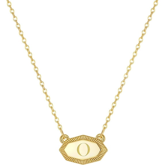 Fissen Initial Necklaces for Women 14K Gold Plated Letter Necklace Dainty Gold Name Necklace Personalized Octagon Initial Choker Necklaces for Women Trendy Gold Jewelry