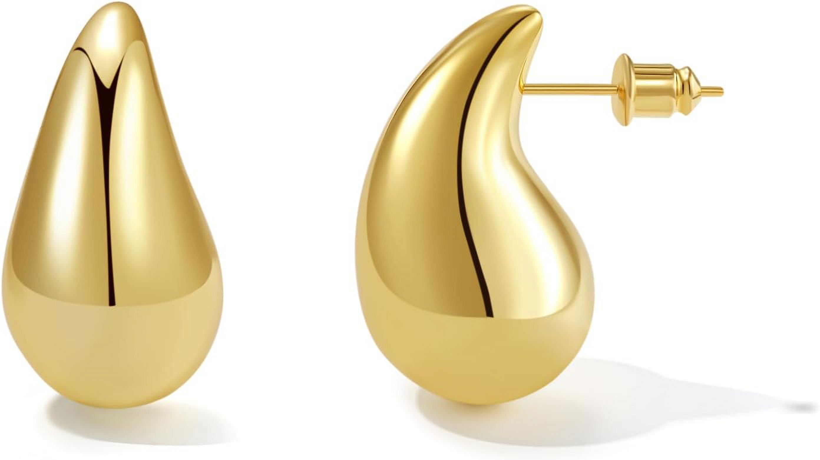 Senteria Gold Teardrop Earrings For Women - Lightweight, Hypoallergenic, Chunky Drop Hoop Earrings
