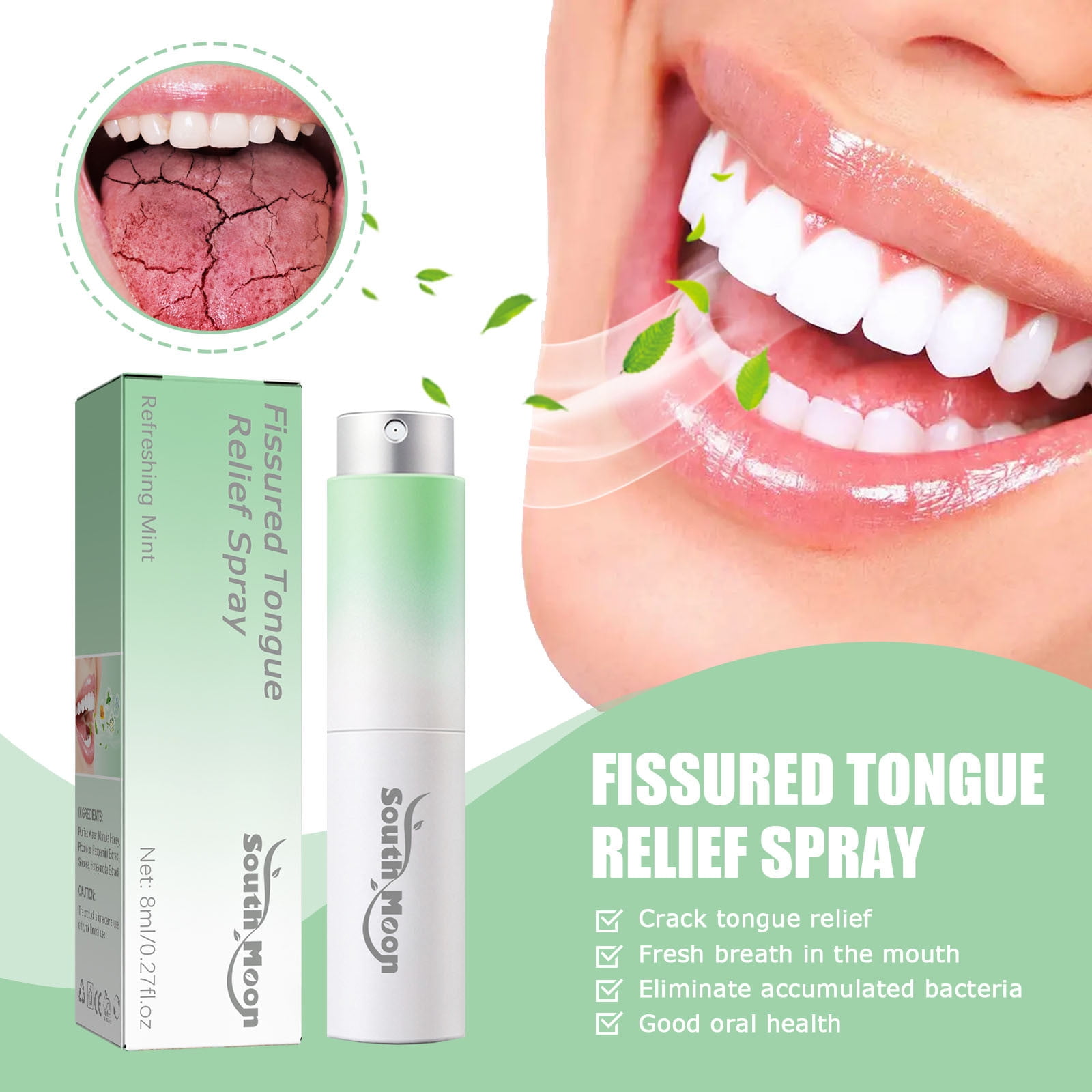 Fissured Tongue Relief Spray,spray That Rapidly Refreshes Your Breath