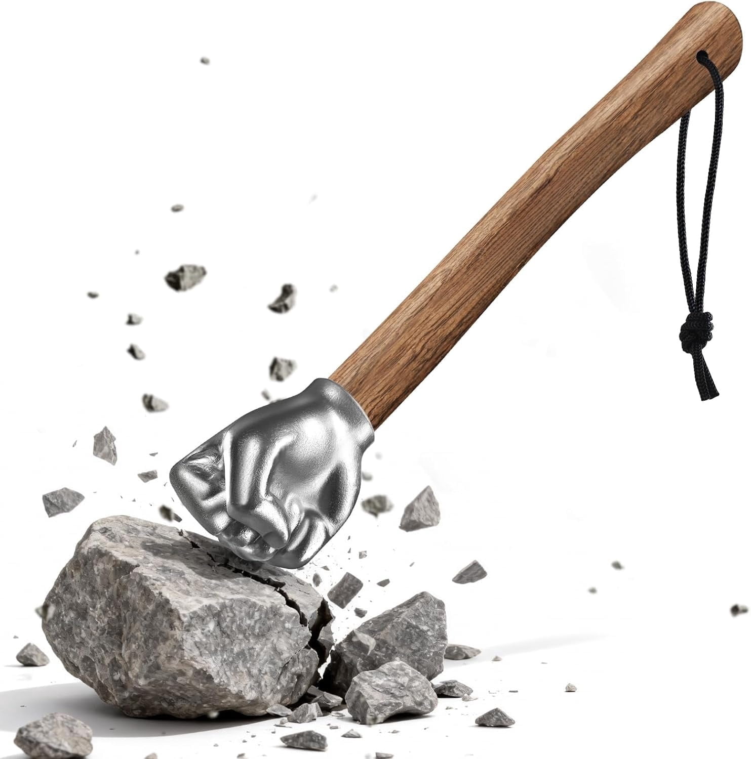 Fist Hammer 2 lbs, Sledge Hammer Fist Shaped Stainless Steel, Ball Peen Hammers with Wooden Handle, Multi-Purpose Tool for DIY Crafting, Outdoor Camping, Home/Office Decor, Gifts for Men