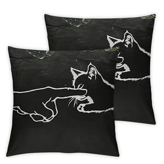 Fist Kitten Bump Lover Pet Owner Silhouette Cute Cat Throw Pillow