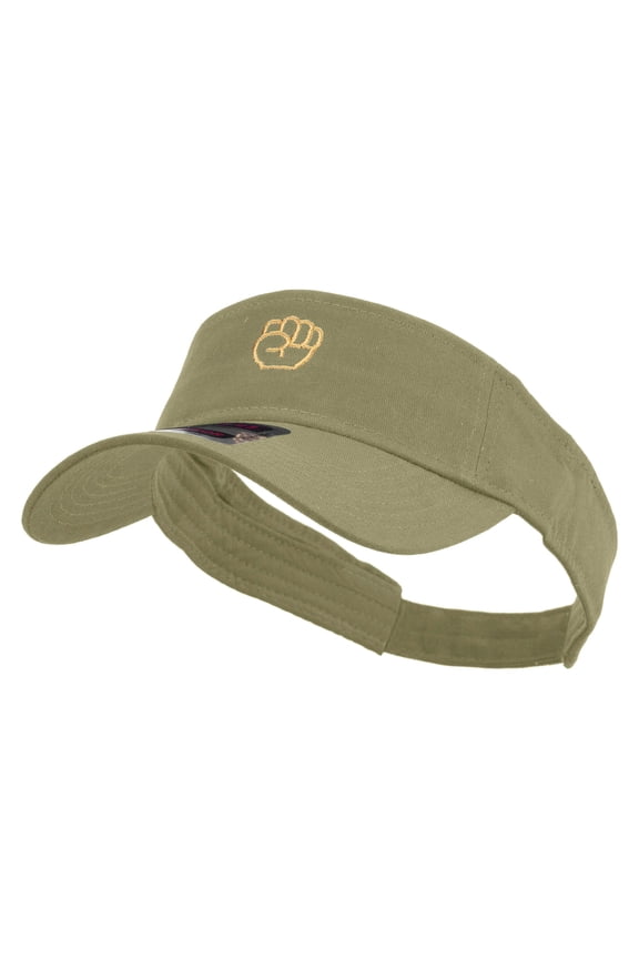 Fist Logo Embroidered Cotton Twill Sun Visor - Khaki OSFM