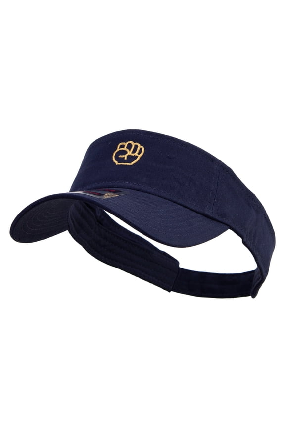 Fist Logo Embroidered Cotton Twill Sun Visor - Navy OSFM