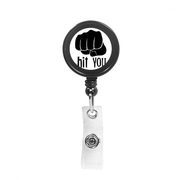 Fist Outline Personalized Gesture Retractable Keychain Badge Holder ID Badge