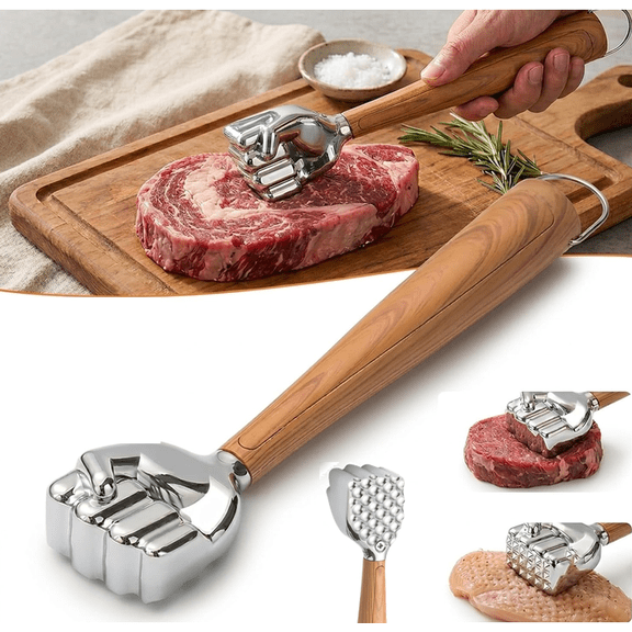 Fist-Shaped Meat Tenderizer, Heavy Duty Dual-Sided Meat Mallet With Ergonomic Handle For Beef, Poultry, And Pork 1pcs