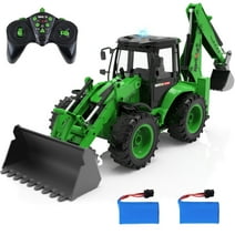 Fistone Remote Control Excavator, 9 Channel RC Backhoe Loader Toys for Kids,1/14 Scale Excavator Bulldozer RC Construction Vehicles with Light and Sound