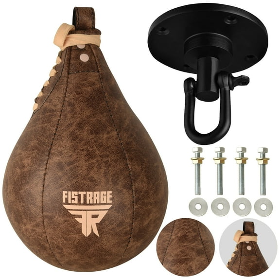 Fistrage Leather Fixed Mount Speed Bag, 0.6 lb, Black