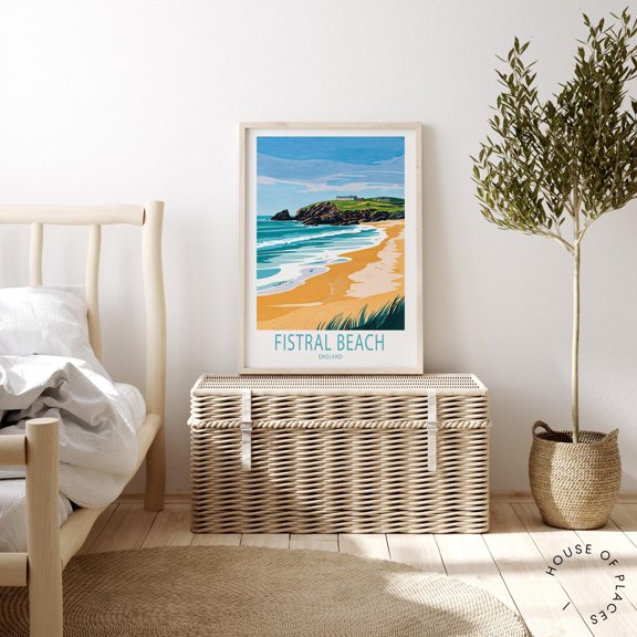 Fistral Beach England Cornwall Travel Wall Art, Stretched Canvas 8x10in