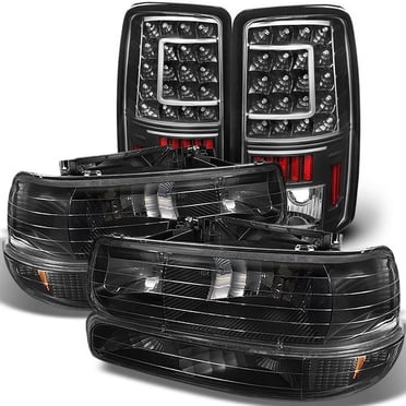 OEMASSIVE Black Headlights + Red Smoke Tail Lights For 04-06 Chevy Tahoe Suburban 1500/2500