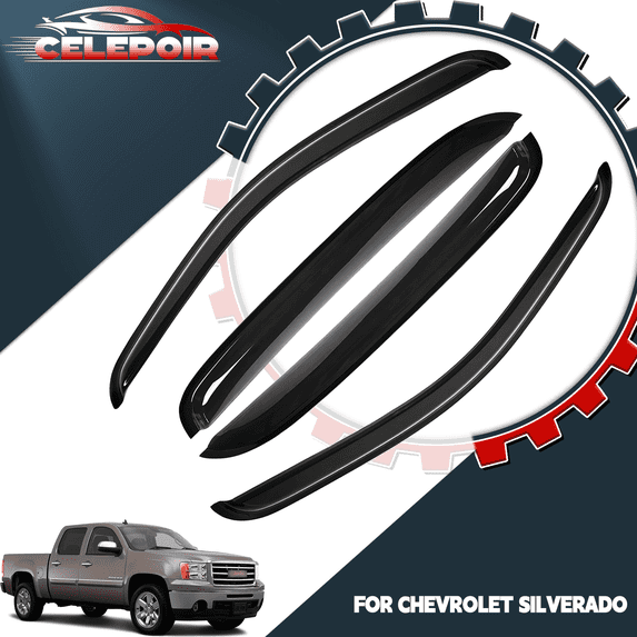 Fit 07-13 Chevy Silverado 1500 2500 Crew Cab Window Visor Vent Rain Deflector US
