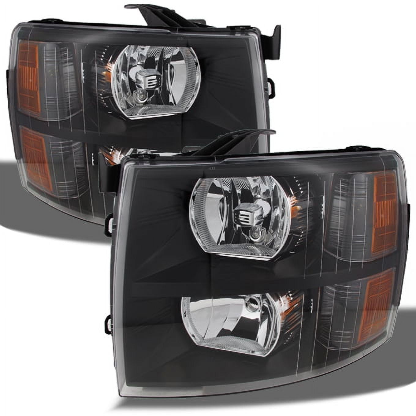 AKKON - For 2007-2013 Chevy Silverado Replacement Black Bezel Headlights Driver/ Passenger Head Lamps Pair New