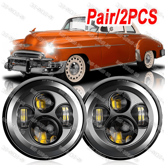 Fit 1949-1952 Chevy Styleline Deluxe 2pc 7" Halo Round LED Headlights Hi/Lo Beam