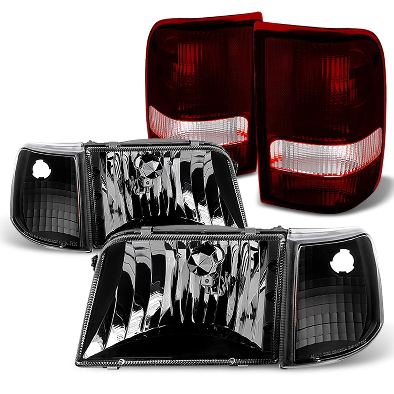 AKKON - For 1993-1997 Ford Ranger Black Headlights+ Black Corner ...