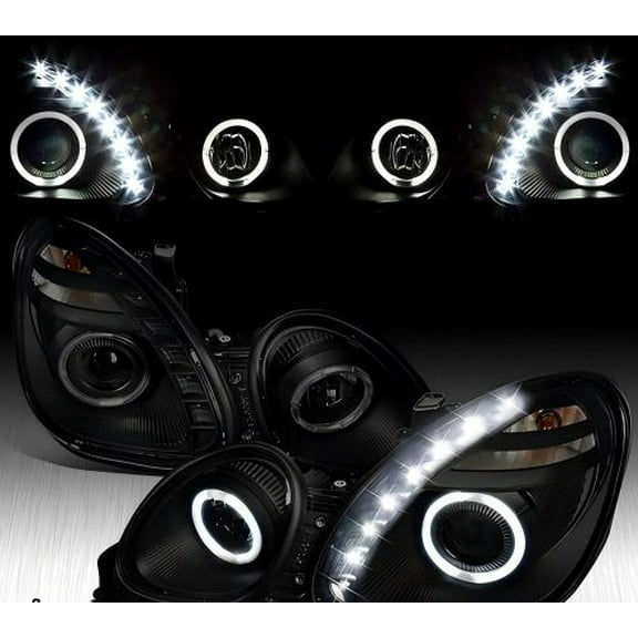 Fit 1998-2005 Lexus GS300 GS400 GS430 LED Halo Projector Headlights Black Smoke