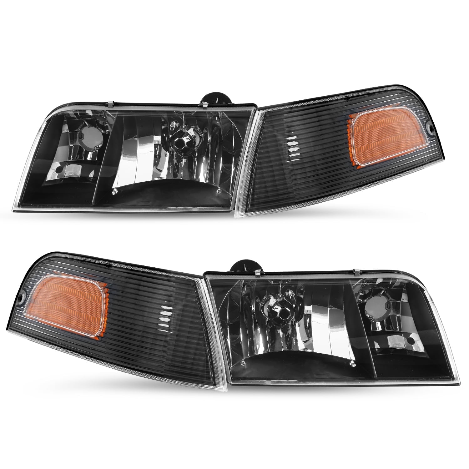 Fit 1998-2011 Ford Crown Victoria Headlights+Corner Signal Lamp Set LH+RH
