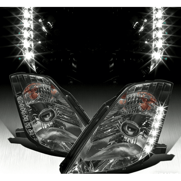 Fit 2003-2005 350Z Fairlady Z33 Smoke LED Strip Projector Headlights Headlamps