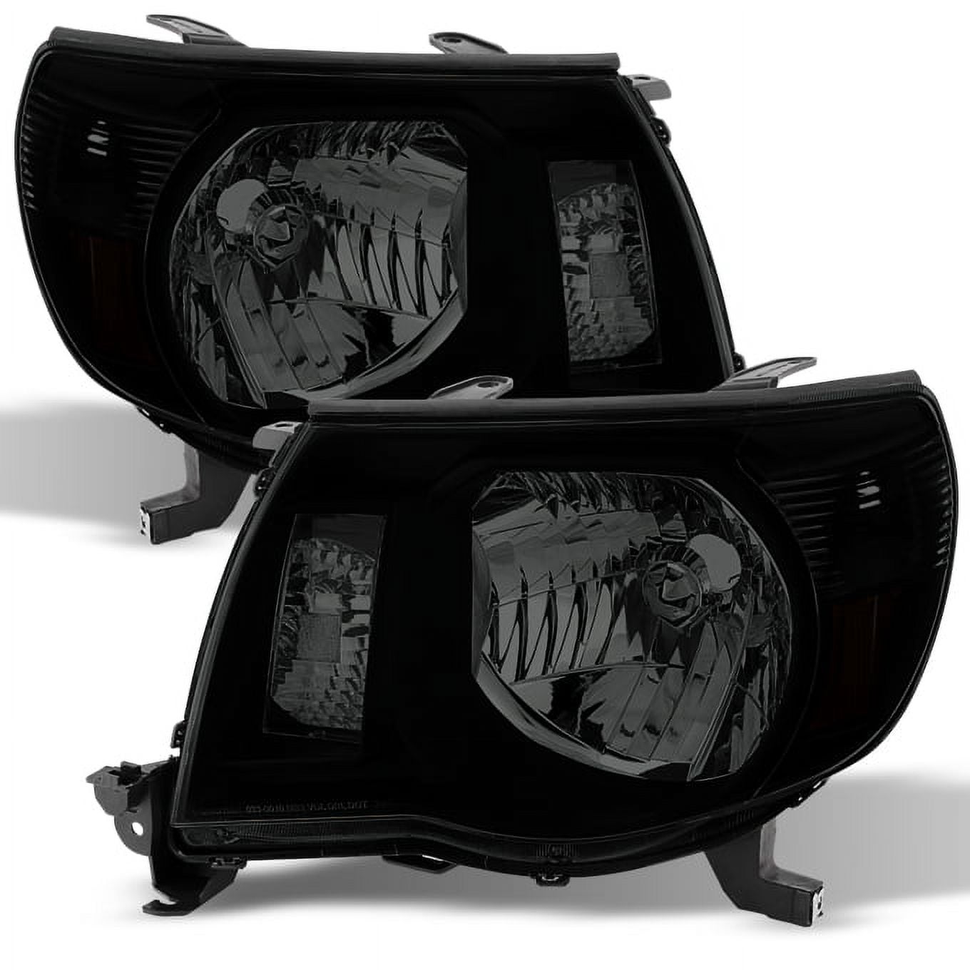 Fit 2005-2011 Toyota Tacoma Pickup Black Smoked Headlights Lamp Replacement Pair