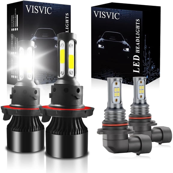Fit for 2006 2007 2008 2009 2010 Hummer H3 LED Headlight Bulbs, 9008/H13 High Low Beam and 9005 Fog Light LED Bulbs, 14000LM Super Bright LED Conversion Kit 6500K White, Plug and Play, Pack of 4