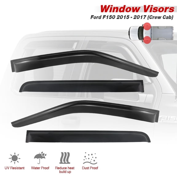 Fit 2007-13 Toyota Tundra CrewMax/ CrewCab Window Visor Shade Rain/Sun Guard w/3M Tape