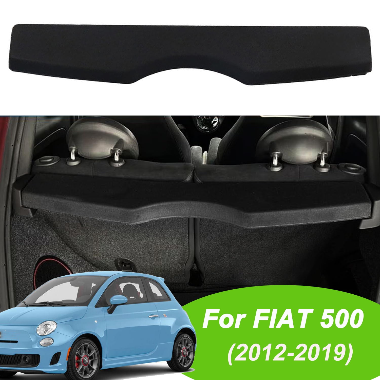 Fit 2012-2017 Fiat 500 Non-retractable Cargo Cover for 2012 2013 2014 2015 2016 2017 Fiat 500 SUV Rear Trunk Privacy Shade Accessory, Black