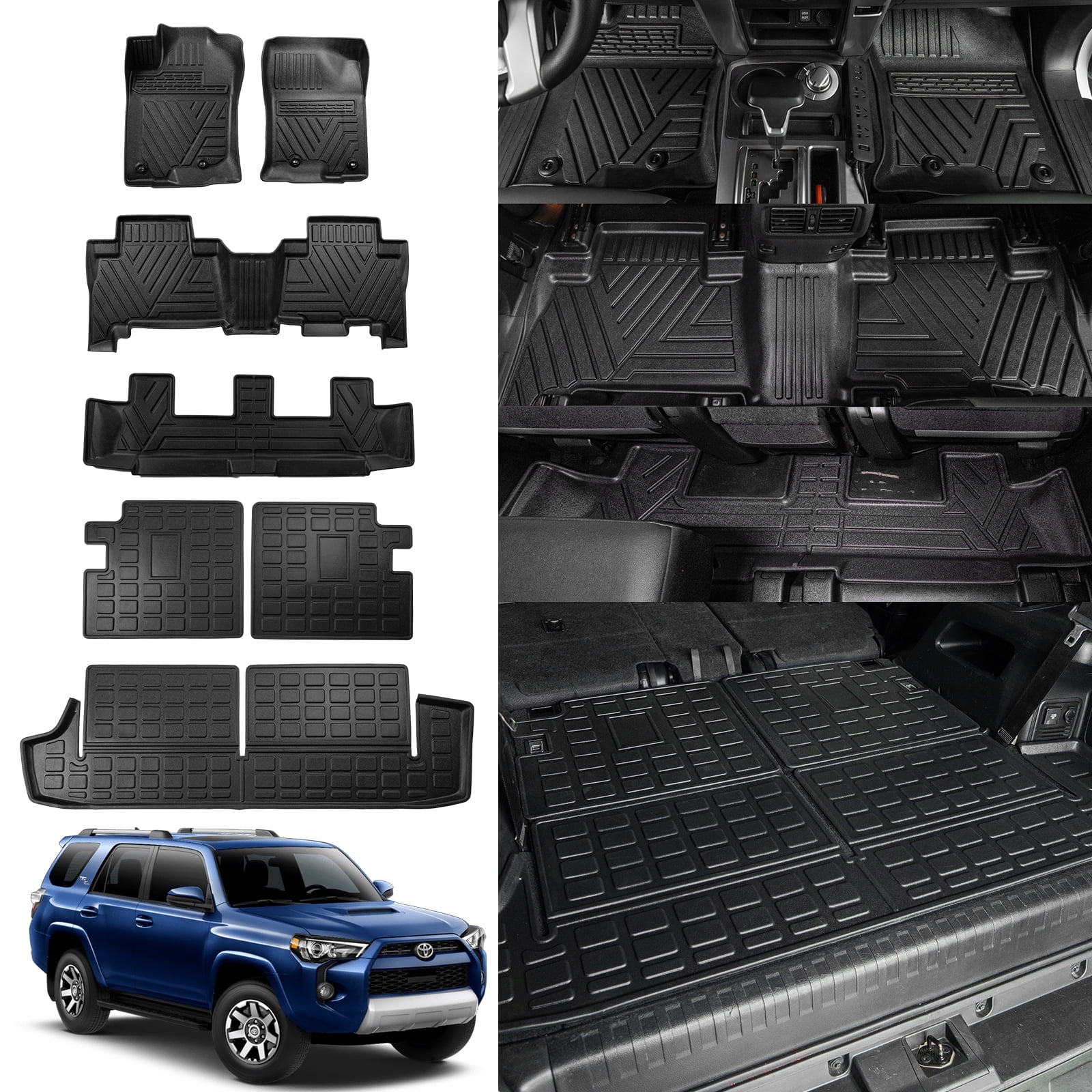 Fit 2013-2024 Toyota 4Runner 7 Seats Trunk Mat Cargo Liner (3rd Row Backrest Mats Trunk Mat Floor Mats) - Walmart Supplies - View #7