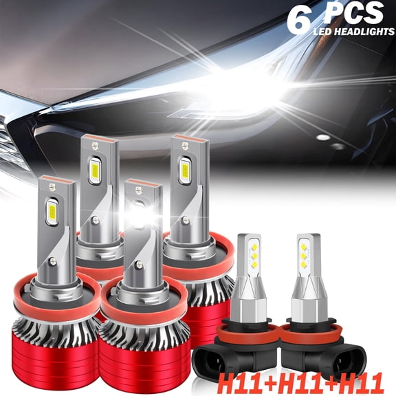 Fit for 2014 - 2015 Infiniti QX50(With Halogen) LED headlight bulbs H11 H9 H8 High/Low Beam+ Fog lights,800% Brighter than halogen,16000LM 120W 6000K,6PCS