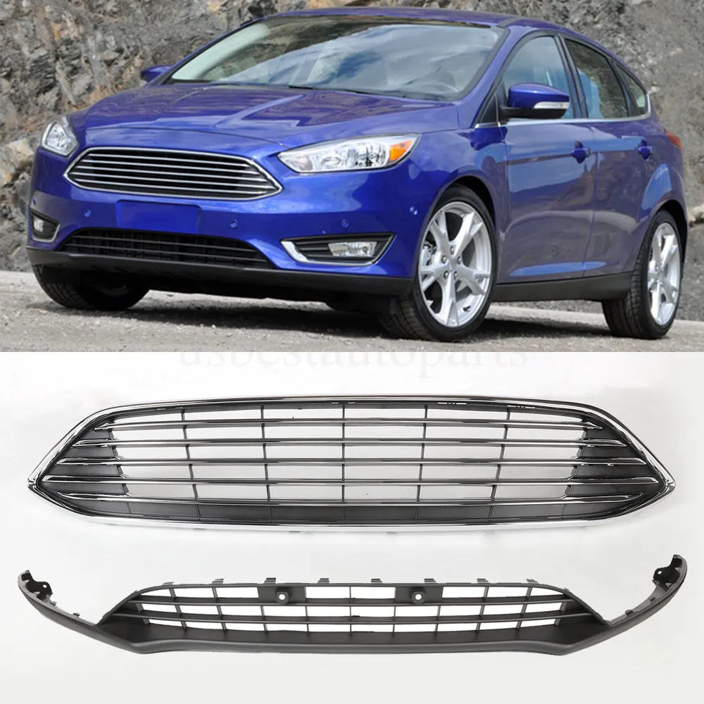 Fit 2015-2018 Ford Focus Front Bumper Upper Grille & Lower Valance ...