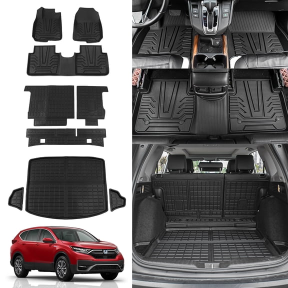 Floor Mats Compatible with 2017-2022 Honda CRV Cargo Mat Cargo Liner Trunk Mat Back Seat Cover Protector 2021 CR-V Accessories (Trunk Mats+Backrest Mats+Floor Mats)