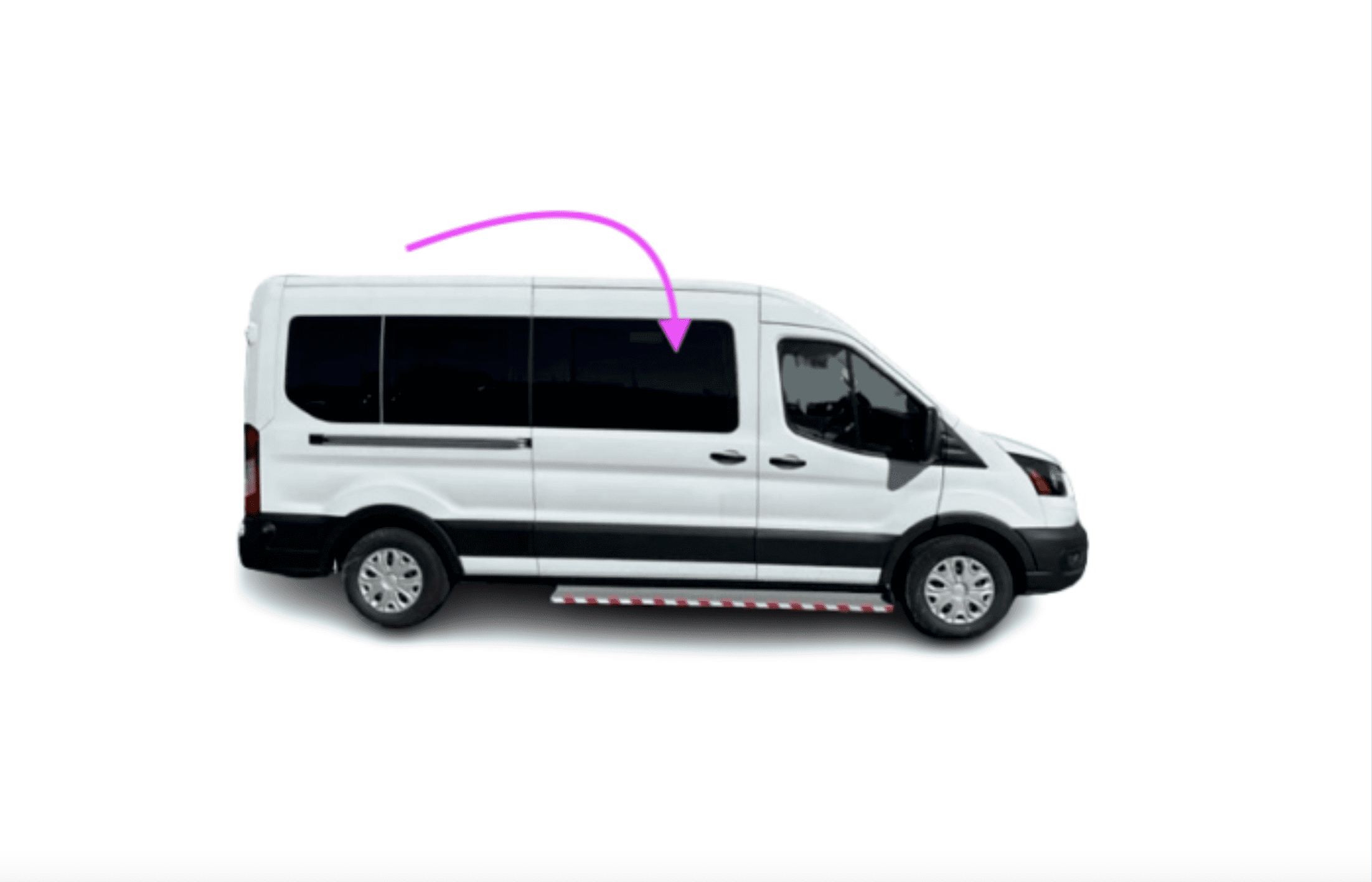 Ventana De Vidrio Templado Para Puerta Delantera Derecha De Ford Transit 2015-2025 (Techo Alto/Medio)