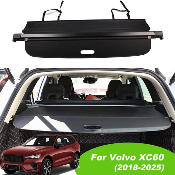 Fit 2018-2024 5-Seat Volvo XC60 No Gap Retractble Cargo Cover for 2018 2019 2020 2021 2022 2023 2024 Volvo XC60 SUV Rear Trunk Privacy Shade, Black