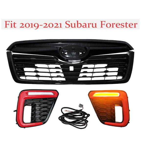 Fit 2019 2020 2021 Subaru Forester LED Fog Light + Front Bumper Upper Grille