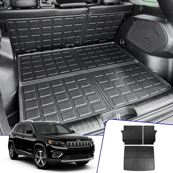 Bomely TPE All Weather Integrated Cargo Liner & Backrest Mat, Fits Jeep Cherokee 19-23 5-Seater, Waterproof Non-Slip 1PC