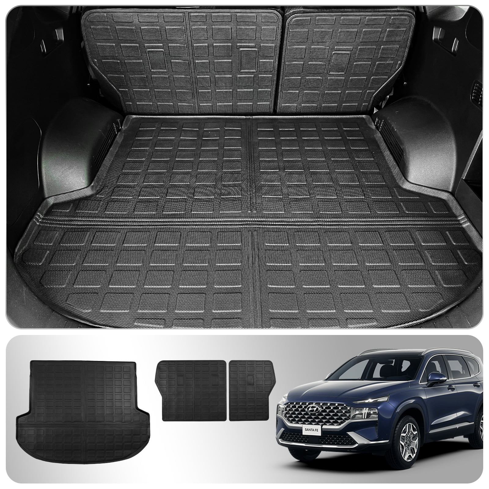Fit 2021-2023 Hyundai Santa Fe 5 Seats Cargo Liner Trunk Mat Back Seat Cover Protector 2022 Santa Fe Accessories