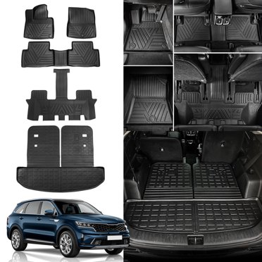 VIWIK 4pcs All Weather TPE Rubber Floor Mats For 2016-2021 Kia Sorento 7 Seat