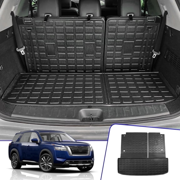 Bomely TPE All Weather Cargo Liner, Fits Nissan Pathfinder 22-26 7&8-Seater, Waterproof Non-Slip 1PC