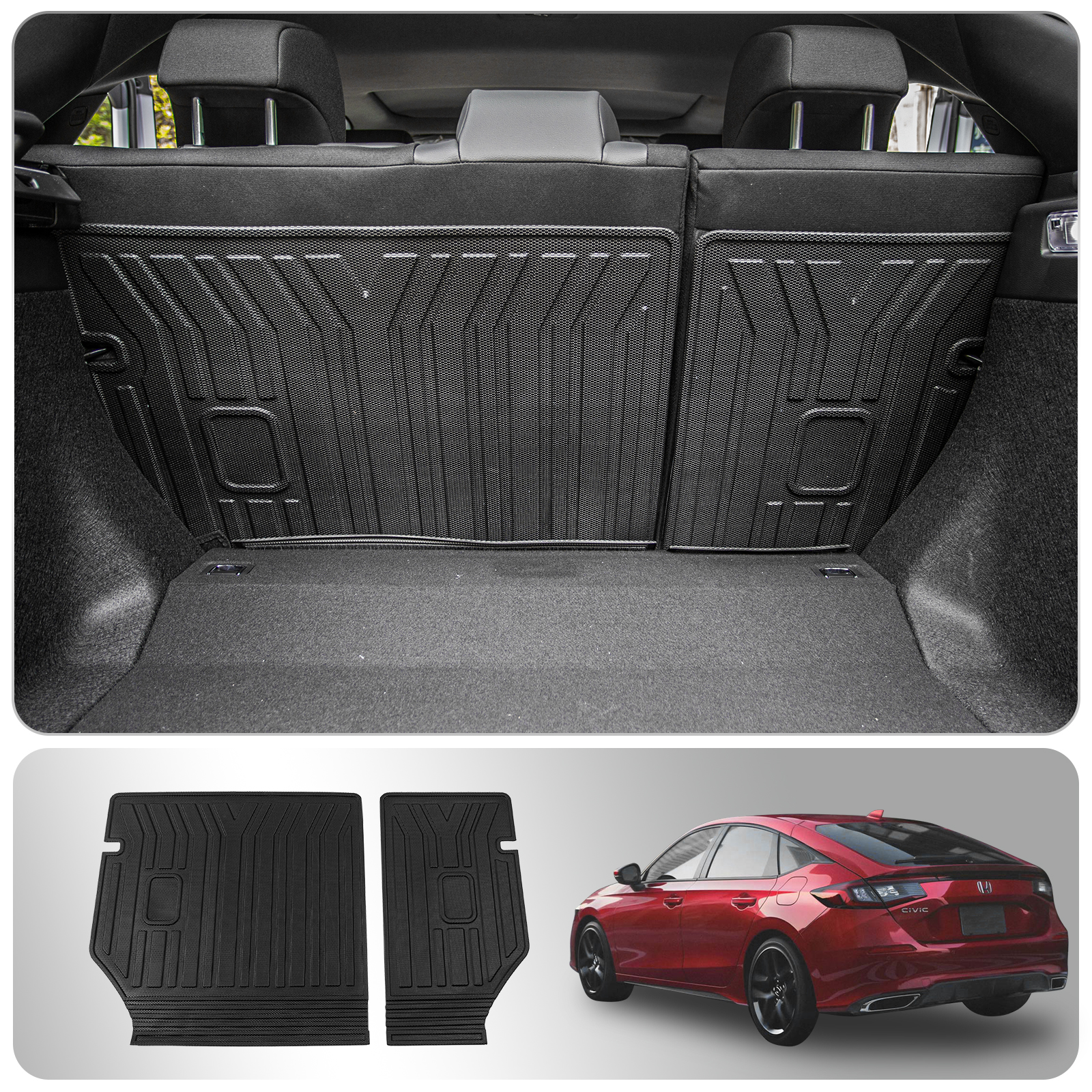 Fit 20222024 Honda Civic Hatchback Backrest Mats TPE All Weather Trunk