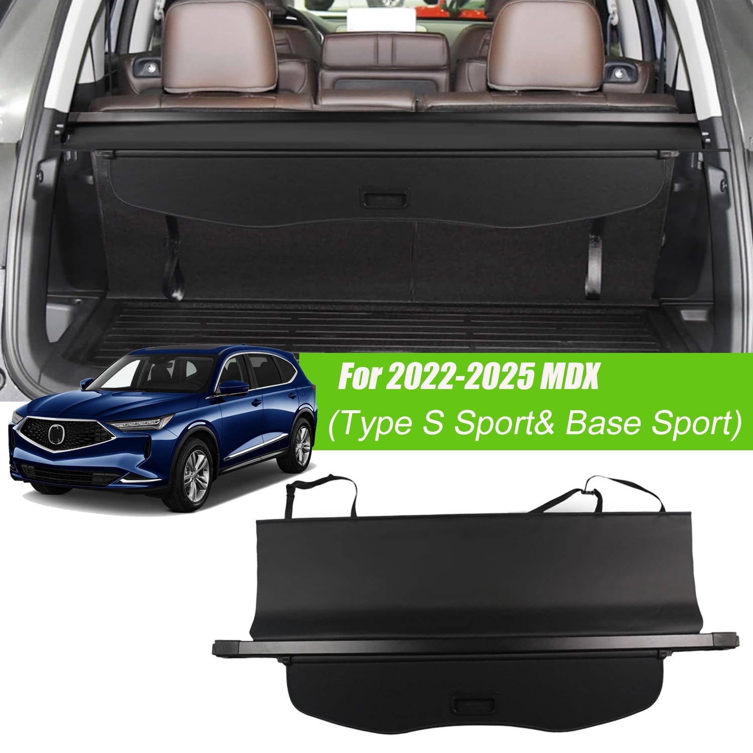 Fit 2022-2026 Acura MDX Retractable Cargo Cover for 2022 2023 2024 2025 2026 Acura MDX SUV Accessory Rear Trunk Privacy Shield Shade, Black