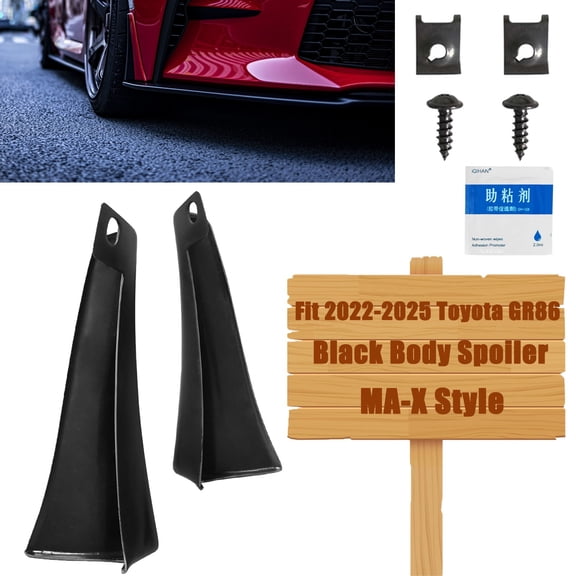 Fit 2022-2025 Toyota GR86 Front Bumper Black Body Spoiler LH & RH Lip MA-X Style
