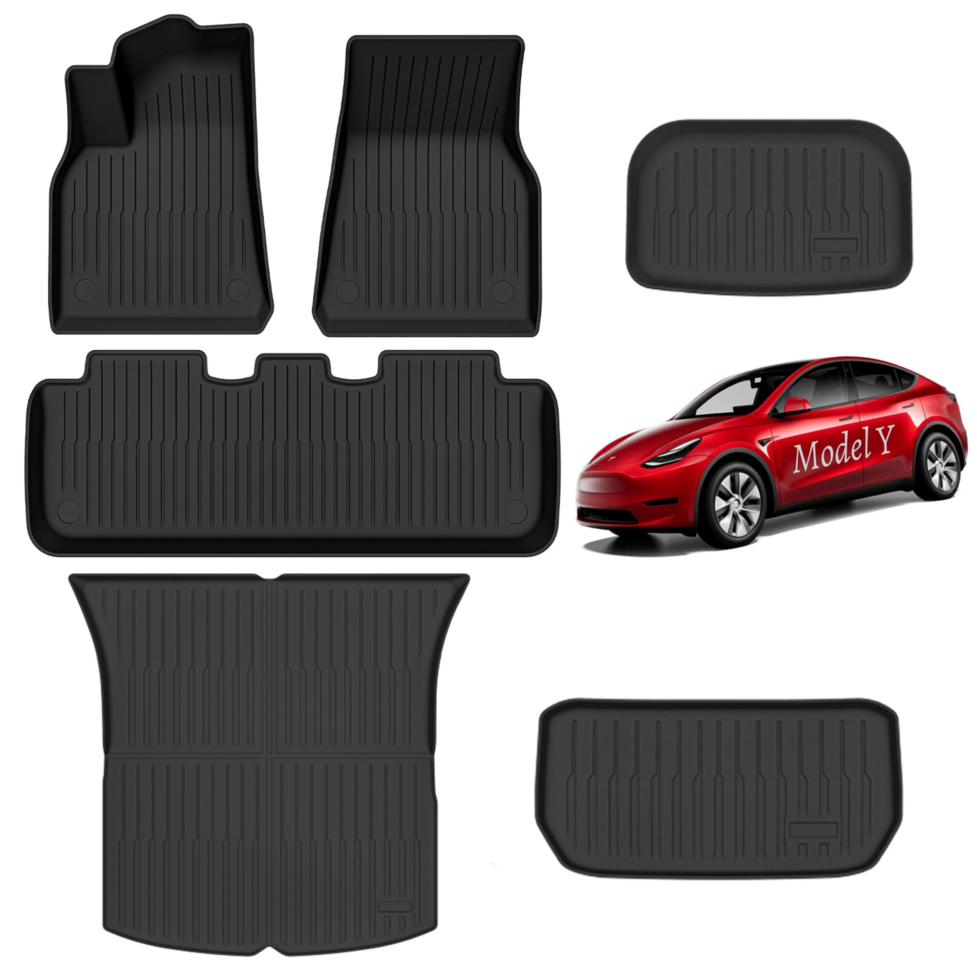 Fit 2023 2022 2021 Tesla Model Y Floor Mats Cargo Liner Mats, 6PCS TPE