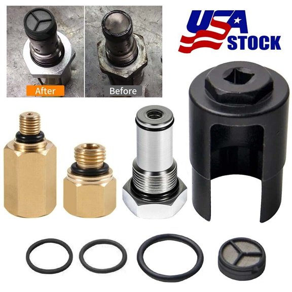 Fit 6.0L Ford Powerstroke IPR Valve Socket + Air Test Fitting +Fuel Rail Adapter