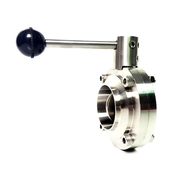 Fit 63mm Pipe OD Butt Welding Sanitary Butterfly Flow Control Valve SUS 304 Stainless Beer Brewing Home ,Stable Performance