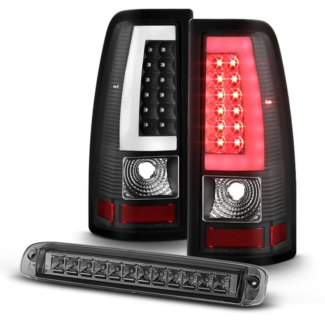 Fit 99-02 Chevy Silverado 99-06 GMC Sierra LED Black Tail Lights+