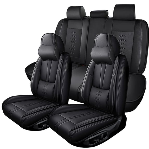 Fit for ACURA TL 2008 Seat Cover, Black Car Seat Covers, Premium Leather Full Set of 5 Seats With a Headrest and Lumbar Support Beautify Interior, Upgrade the Car's Interior
