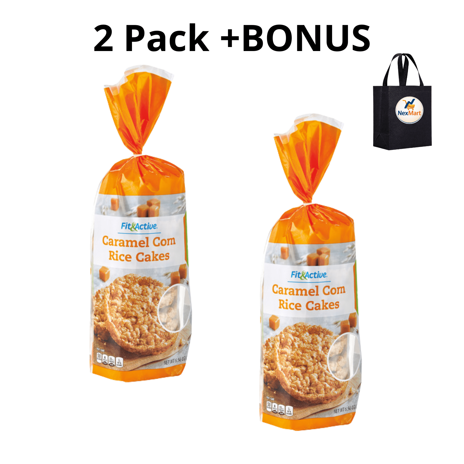 Fit & Active Caramel Corn Rice Cakes 6.56 oz , 2 Pack + Bonus - Walmart.com