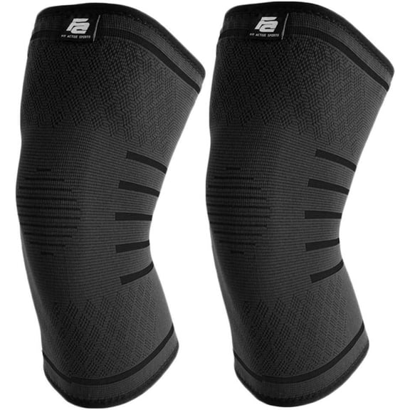 Fit Active Sports Flex Compression Knee Sleeves Brace for Men & Women - Knee Support for Weight Lifting, Gym Workout, Cross Training, Running, Sports and More