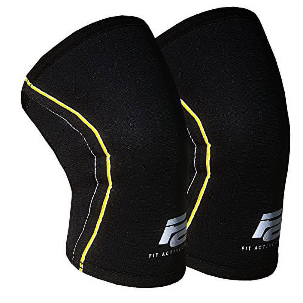 Fit Active Sports Knee Compression Sleeves for Powerlifting, Weightlifting, Wrestling, Cross Training, Squatting, Running, Meniscus Tear - for Men & Women (1 Pair)
