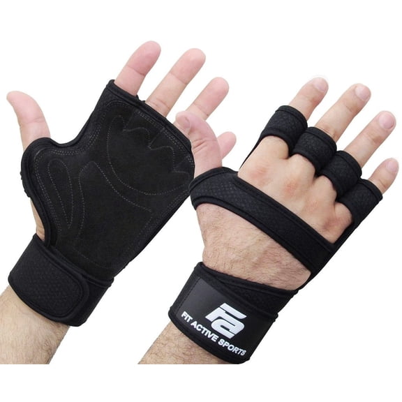 Fit Active Sports LX1 Weight Lifting Gloves for Cross Training Workout, Gym Fitness - Suede Leather Palm - Full Hand Protection, Callus Guard