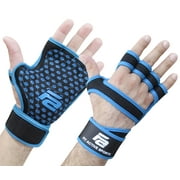 Fit Active Sports RX1 Weight Lifting Gloves for Workout, Gym Cross Training - Pull Ups, Kettlebells, Deadlifts, Weightlifting - Men & Women - More Grip, More Reps Blue, Large