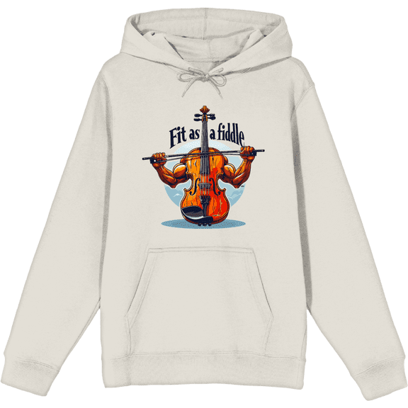 Fit As A Fiddle Violin Humor Adult Black Long Sleeve Hoodie-Medium